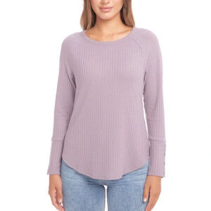 Chaser Waffle Knit Purple Long Sleeve Top Size Medium